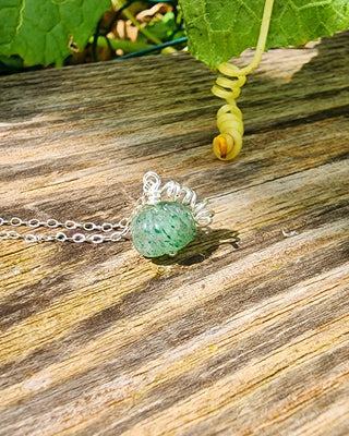 Green Strawberry Quartz Gemstone Necklace
