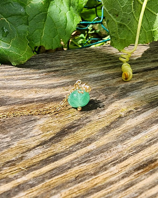 Green Strawberry Quartz Gemstone Necklace