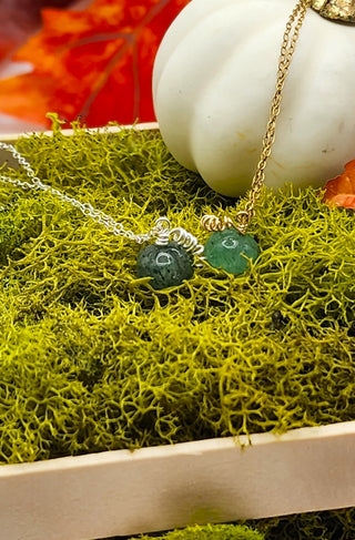 Green Strawberry Quartz Gemstone Necklace