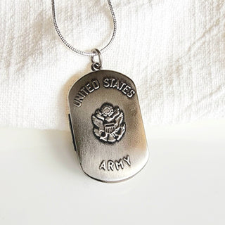 Army Locket Keepsake Sterling Silver Necklace