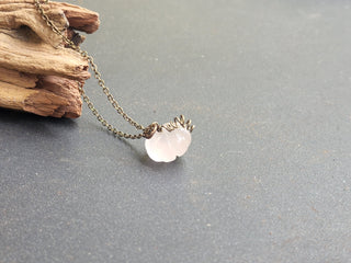 Pink Rose Quartz Gemstone Necklace