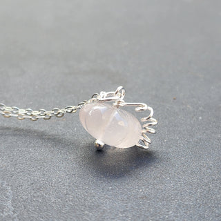 Pink Rose Quartz Gemstone Necklace