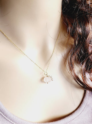 Pink Rose Quartz Gemstone Necklace