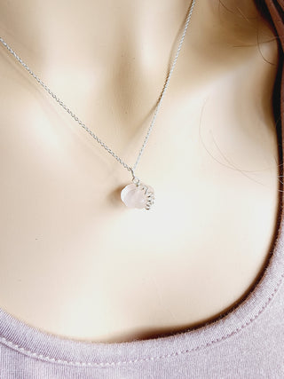 Pink Rose Quartz Gemstone Necklace